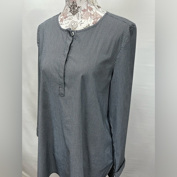 J. JILL Black and white gingham long sleeve tunic top size M. - Picture 2 of 13